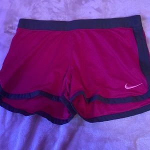 Nike fabric shorts; sozed medium; pink and grey